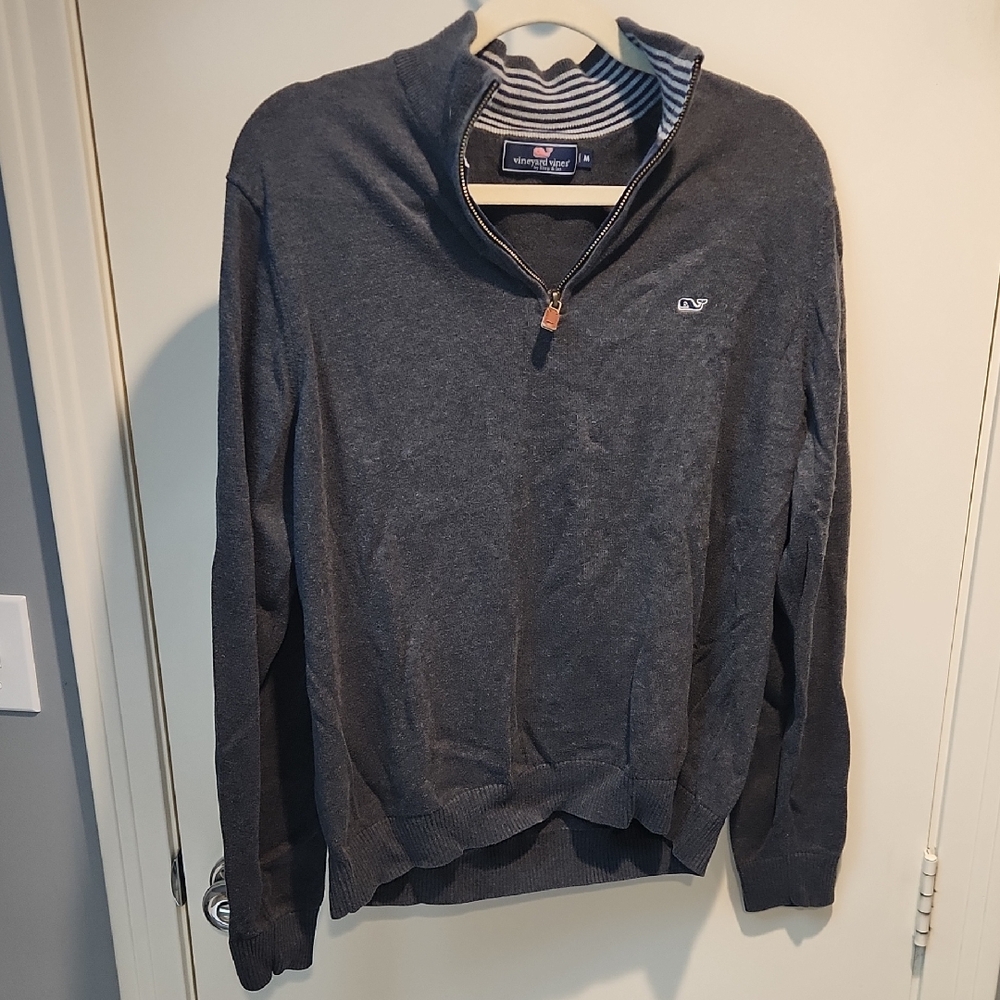 Vineyard Vines Men's Charcoal Zip-Up Sweater